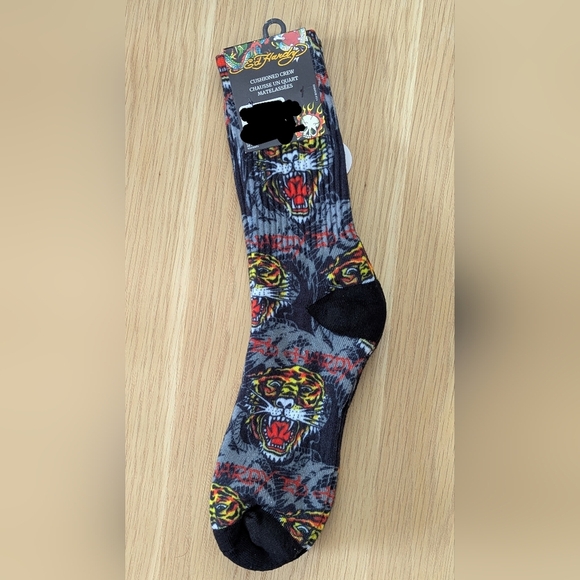 NWT Ed Hardy Cushioned Crew Socks - 2 Pair/Pack - 2 different Tiger Prints - Picture 6 of 6